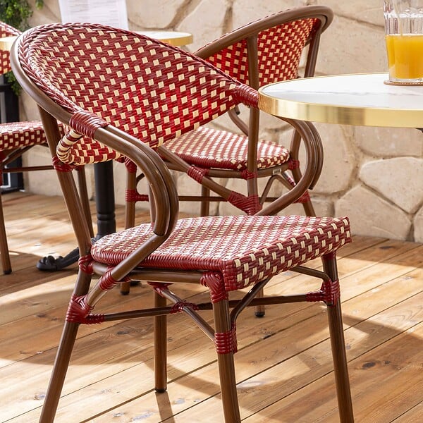 OVIALA - Fauteuil de terrasse bistrot parisien en aluminium rouge - Levallois - large