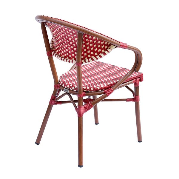 OVIALA - Fauteuil de terrasse bistrot parisien en aluminium rouge - Levallois - large