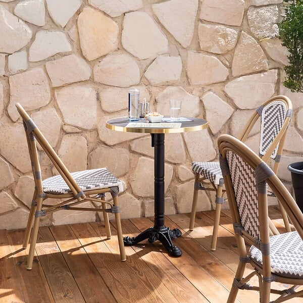OVIALA - Chaise de terrasse en aluminium et rotin synthétique - Auteuil - large