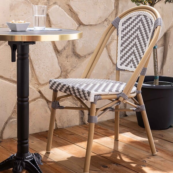 OVIALA - Chaise de terrasse en aluminium et rotin synthétique - Auteuil - large