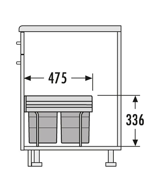 HAILO - Poubelle de cuisine tri sélectif 3 bacs encastrable 35L (18+8.5+8.5) Hailo AS Raumspar Tandem - large