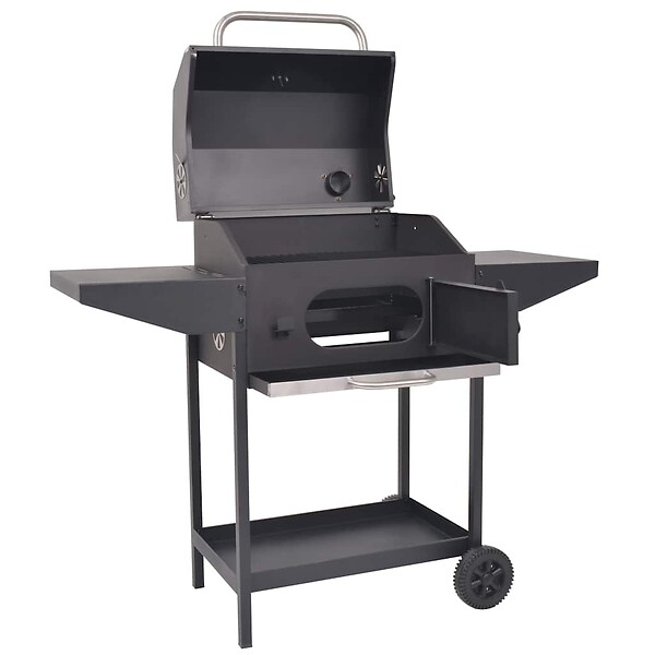 VIDAXL - vidaXL Barbecue au charbon de bois avec étagère inférieure Noir - large