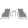 VIDAXL - vidaXL Chaises longues lot de 2 avec table Aluminium Taupe - vignette