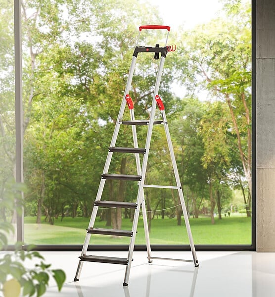 HAILO - Escabeau de sécurité pliable en aluminium 6 marches larges Hailo L100 - large