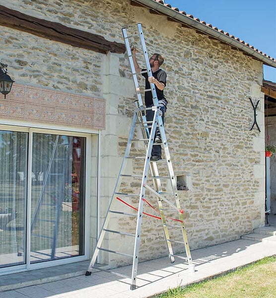 HAILO - Echelle transformable pro 3 plans 3x10 échelons 6m/6,8m en aluminium Hailo Pro - large