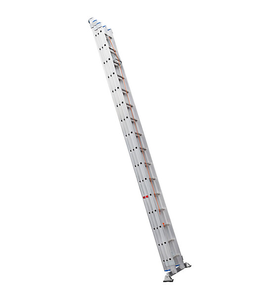 HAILO - Echelle coulissante à  corde professionnelle 3 plans 3x16 échelons 10,8m/11,1m en alu Hailo Trio - large