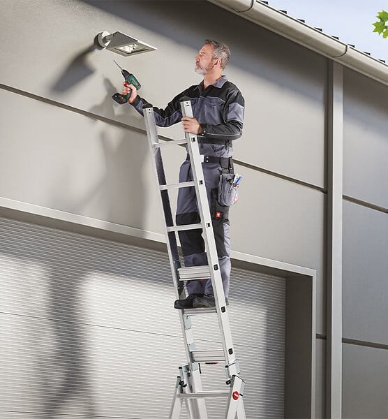 HAILO - Echelle transformable 3 plans 3x12 échelons 8,1m/8,8m en Aluminium Hailo S 120 Pro - large