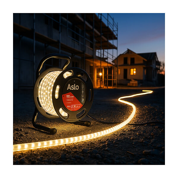 ASLO - Ruban LED 12W sur Enrouleur 25m - Guirlande Lumineuse Blanche 4000K - Pour Intérieur Extérieur Façade Maison Evènement ASLO - large