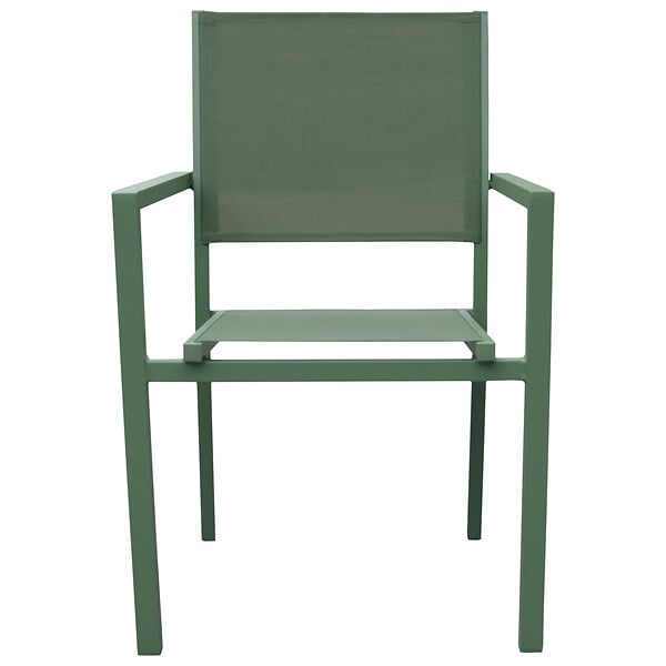 HAPPY GARDEN - Lot de 6 chaises en aluminium vert sauge - textilène vert sauge - large