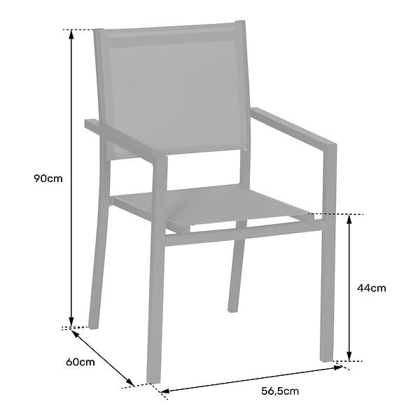 HAPPY GARDEN - Lot de 6 chaises en aluminium vert sauge - textilène vert sauge - large