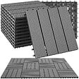 TECTAKE - Lot de dalles de terrasse TEGULAS en WPC aspect bois gris - vignette
