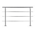 AICA SANITAIRE - Garde-corps avec main courante, 150cm, en acier inoxydable 304, garde-corps avec 3 traverses, pour intérieur et extérieur - vignette