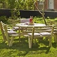 PLUS A/S - Table pique nique bois ronde avec bancs et dossiers 8pers pin naturel - vignette