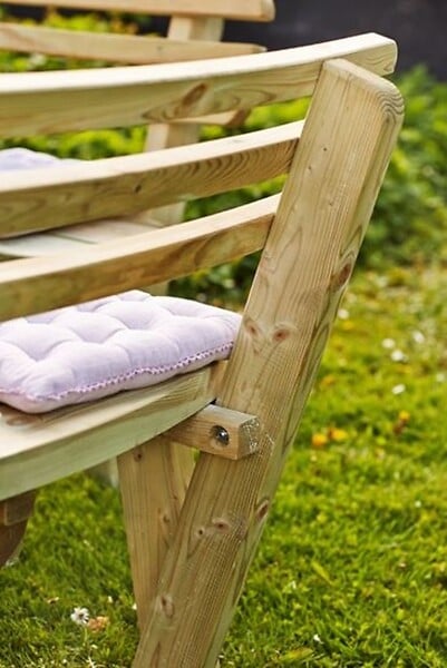 PLUS A/S - Table pique nique bois ronde avec bancs et dossiers 8pers pin naturel - large
