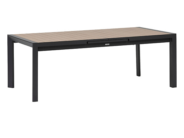 HESPERIDE - Table de jardin rectangulaire extensible alu Evasion 8/10 places effet bois + 10 fauteuils Piazza - Hespéride - large