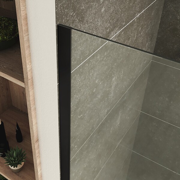 SANIVERRE - ROMA-BLACK Paroi douche Italienne 130x200cm transparent, verre 10mm, profilés noirs - large