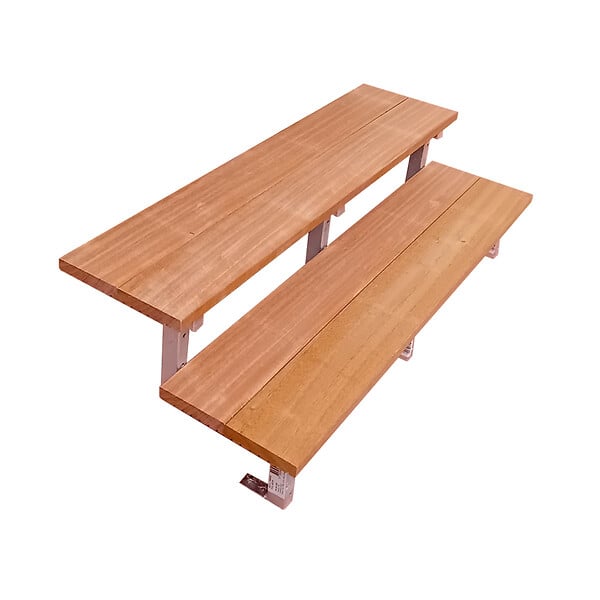 VINUOVO - Escalier en acier BALI, 2 marches en bois exotique Bangkirai, Hauteur 37 cm - L 140 cm - large