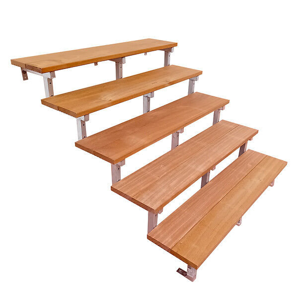 VINUOVO - Escalier en acier BALI, 5 marches en bois exotique Bangkirai, Hauteur 88 cm et largeur 160 cm - large