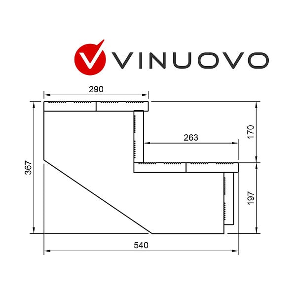 VINUOVO - BERLIN Escalier extérieur bois 2 marches H 37cm L-160cm - avec contre marche - large