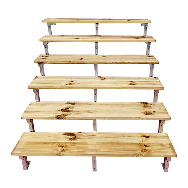 VINUOVO - Escalier OSLO métal et pin - H 105cm -6 marches -largeur 140cm -- sans contre marches - large
