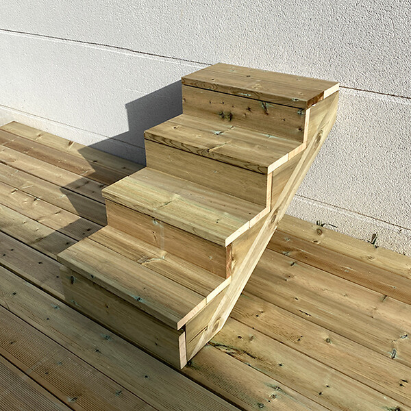 VINUOVO - BERLIN Escalier extérieur bois 4 marches H 71cm L-60cm - avec contre marche - large