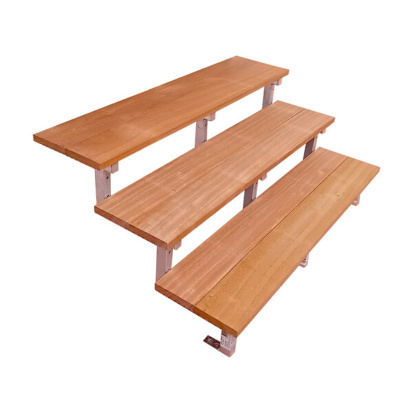 VINUOVO - Escalier en acier BALI, 3 marches en bois exotique Bangkirai, Hauteur 54 cm - L 160 cm - large