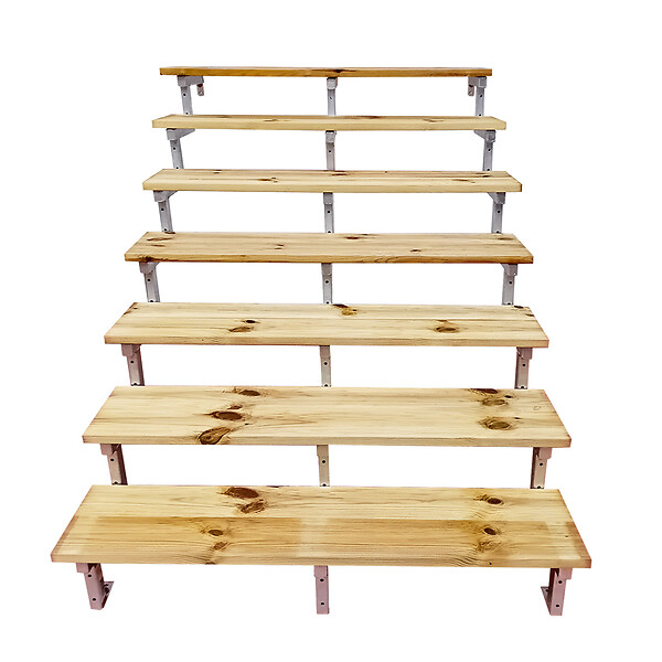 VINUOVO - Escalier OSLO métal et pin - H 122cm -7 marches -largeur 160cm -- sans contre marches - large