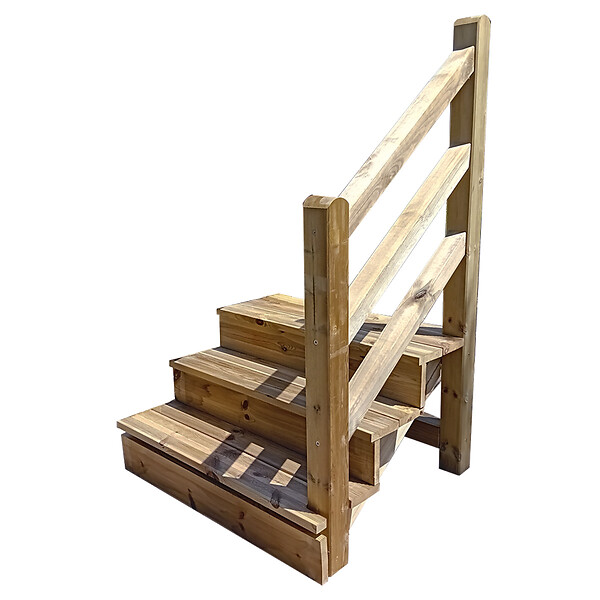 VINUOVO - Escalier extérieur VENEZIA Rambarde à droite - 3 marches H54cm L-100cm avec contremarches - large