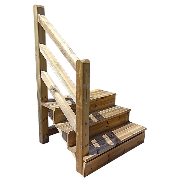 VINUOVO - Escalier extérieur VENEZIA Rambarde à gauche - 3 marches H54cm L-80cm avec contremarches - large