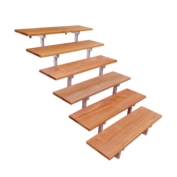 VINUOVO - Escalier en acier BALI, 6 marches en bois exotique Bangkirai, Hauteur 105 cm - L 100 cm - large