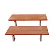 VINUOVO - Escalier en acier BALI, 2 marches en bois exotique Bangkirai, Hauteur 37 cm - L 100 cm - vignette