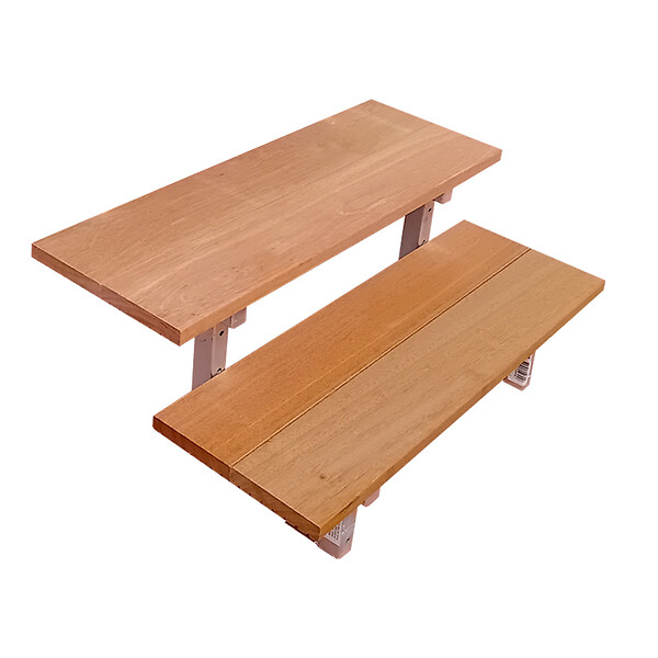VINUOVO - Escalier en acier BALI, 2 marches en bois exotique Bangkirai, Hauteur 37 cm - L 100 cm - large