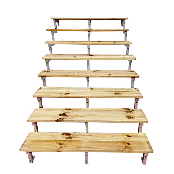 VINUOVO - Escalier OSLO métal et pin - H 139cm -8 marches -largeur 140cm -- sans contre marches - large