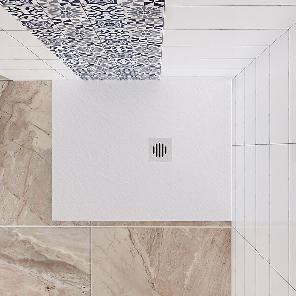 AICA SANITAIRE - Receveur de douche 80x100cm extra-plat antidérapant avec une grille en ABS - large