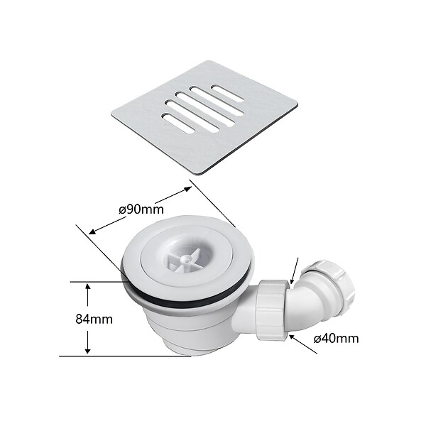 AICA SANITAIRE - Receveur de douche 80x100cm extra-plat antidérapant avec une grille en ABS - large
