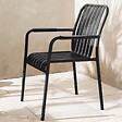 OVIALA - Chaise de terrasse avec accoudoirs en aluminium noire - Faro - vignette