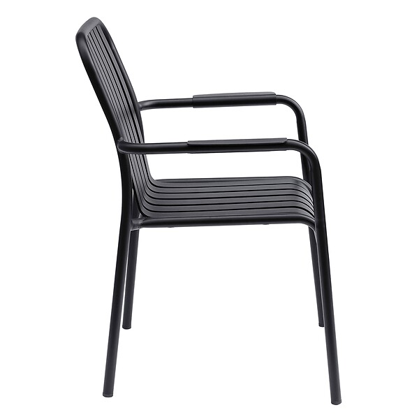 OVIALA - Chaise de terrasse avec accoudoirs en aluminium noire - Faro - large