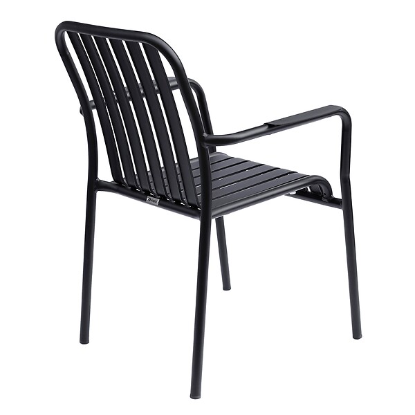 OVIALA - Chaise de terrasse avec accoudoirs en aluminium noire - Faro - large