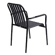 OVIALA - Chaise de terrasse avec accoudoirs en aluminium noire - Faro - vignette