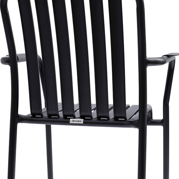 OVIALA - Chaise de terrasse avec accoudoirs en aluminium noire - Faro - large