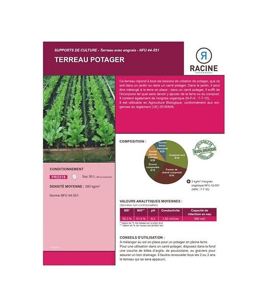 RACINE - Terreau potager, 48 sacs de 50L - PRO218-48x50 - large