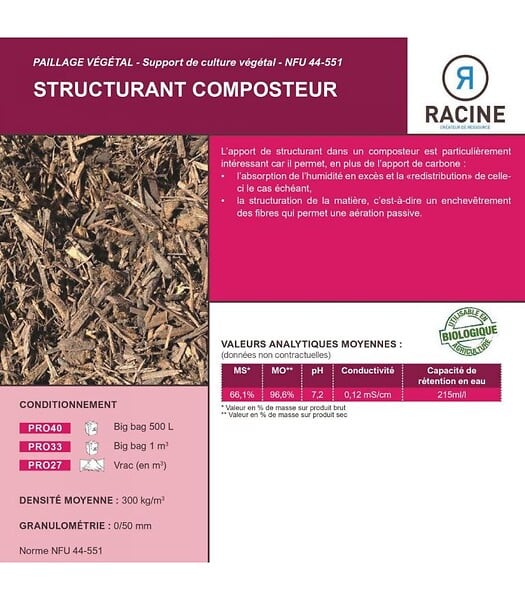 RACINE - Structurant pour compost - Big bag 1 m3 - PRO33 - large