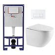 SWISS AQUA TECHNOLOGIES - Swiss Aqua Technologies Pack WC Bâti-support Autoportant + WC sans bride SAT + Abattant SoftClose + Plaque Blanche (SMART-FusionTQ-4) - vignette