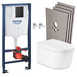 GROHE - Pack WC Bâti-support RAPID SL + WC lavant suspendu Sensia Alpine + Plaque noire mate + Set habillage (RSLSENSIAKF0SB) - vignette