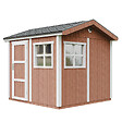 TIMBELA - Abri de Jardin Qualité Premium 5,9 m² - H252x250x294 cm - Construction de Panneaux LP Smartside - Timbela M913-REDWOOD RED - vignette