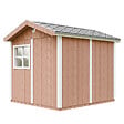 TIMBELA - Abri de Jardin Qualité Premium 5,9 m² - H252x250x294 cm - Construction de Panneaux LP Smartside - Timbela M913-REDWOOD RED - vignette