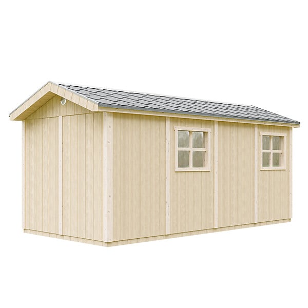 TIMBELA - Abri de Jardin Qualité Premium 8.52 + 2.95 m² - H252x250x530 cm - Construction de Panneaux LP Smartside - Timbela M915C - large