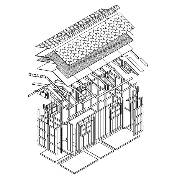 TIMBELA - Abri de Jardin Qualité Premium 8.52 + 2.95 m² - H252x250x530 cm - Construction de Panneaux LP Smartside - Timbela M915C - large