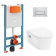 VITRA - V-Fix Core Pack WC bâti-support + WC sans bride Hansgrohe EluPuraS + Abattant SoftClose + Plaque chrome (VFIXPURA8) - vignette
