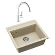 SWISS AQUA TECHNOLOGIES - Swiss Aqua Technologies 56,5x51cm évier avec égouttoir réversible en granite à encastrer + mitigeur monocommande, jasmin (SATSINKGQQ100J-SET) - vignette